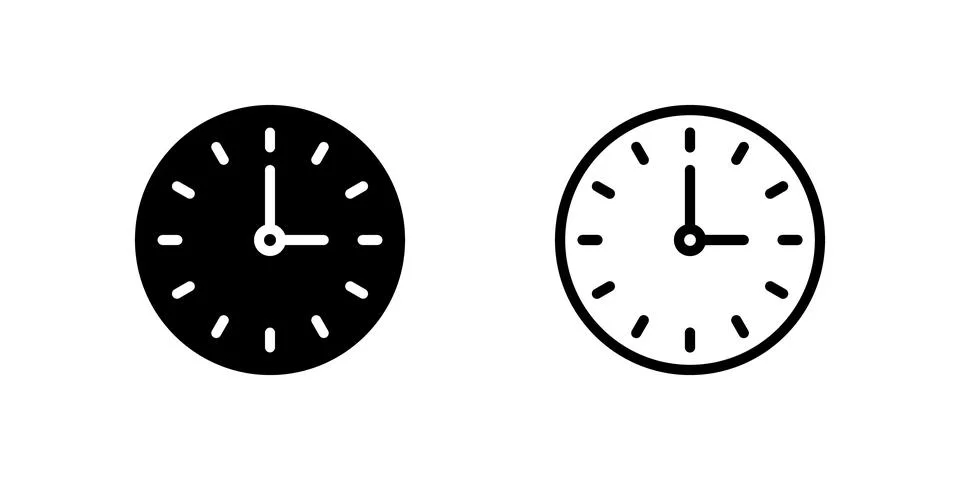 Clock icons, indicating time, time management, or the concept of duration. Stock Illustration