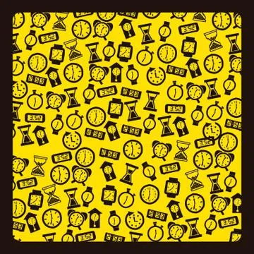 Clock icons over yellow background. vector illustration Stock Illustration