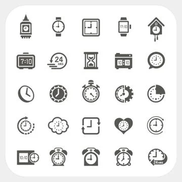 Clock icons set Stock Illustration