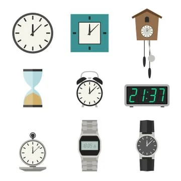 Clock icons set. Illustrazione stock