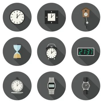 Clock icons set. Stock Illustration