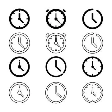 Clock icons set Stock Illustration