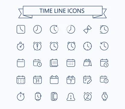 Clock icons set. Time vector line icons. Stock Illustration