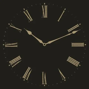 Clock illustration on black background. Stock Illustration
