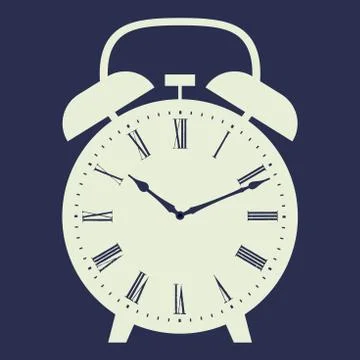 Clock illustration on dark blue background. Stock Illustration