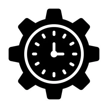 Clock inside gear showing concept vector of time management, high quality Ilustración de archivo