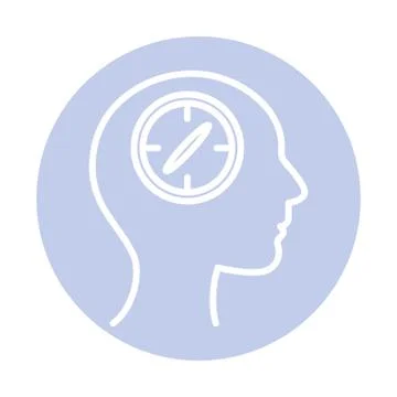 Clock inside human head block style icon vector design Ilustración de archivo