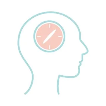 Clock inside human head line style icon vector design Ilustración de archivo