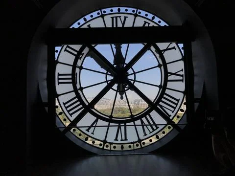 Clock inside the Musee D'Orsay in Paris 스톡 사진