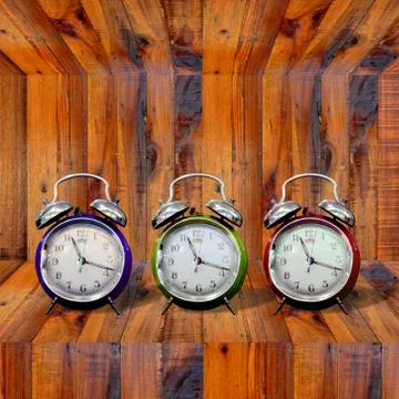 Clock inside wooden shelf 스톡 일러스트