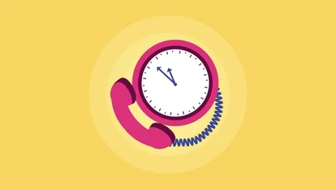 Clock integrated with telephone handset icon animation showing time passing.. Stock Footage 339198204
