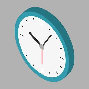 Clock isometric icon or logo. 3D vector illustration of a clock. Isometric ve Stock Illustration