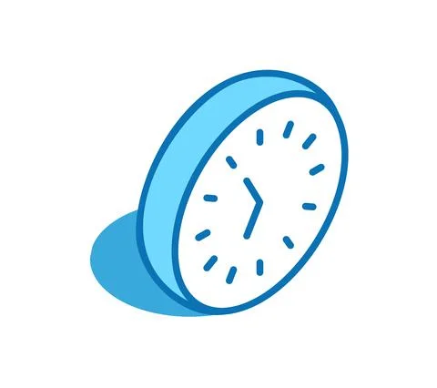 Clock isometric icon. Timer, stopwatch, calendar 3D line symbol. Stock Illustration