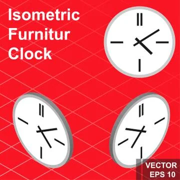 Clock. Isometry. View from above. Icon. For your design. Isolated. Иллюстрация
