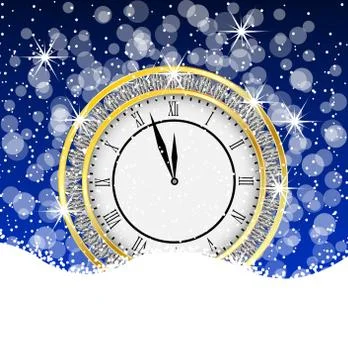 Clock with jewels on a festive background,  vector  illustration Stock Illustration