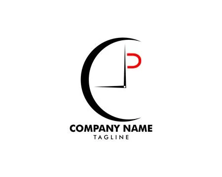 Clock with letter P Logo design inspiration Stock Illustration
