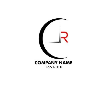 Clock with letter R Logo design inspiration Stock Illustration