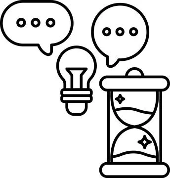 Clock with a light bulb and a speech bubble Stock Illustration