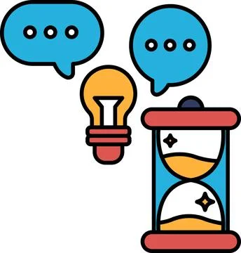 A clock with a light bulb and a speech bubble Stock Illustration