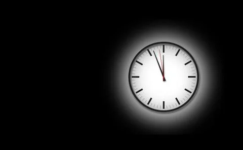 Clock lights up as countdown hands indicate three minutes to twelve from mode Stock Illustration