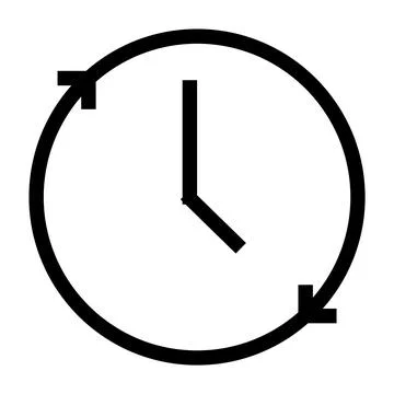 Clock line icon in flat style with arrows in circle and clock hand. Clock icon Stock Illustration