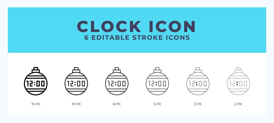 Clock line icon illustrations with editable strokes. Stock Illustration