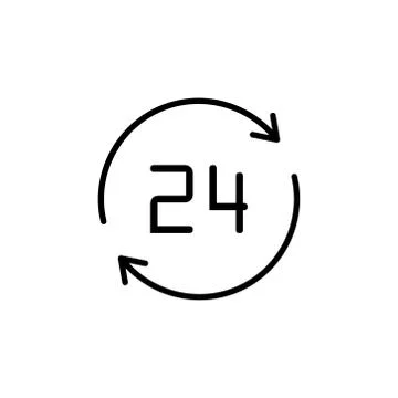 Clock line icon isolated on white background Stock Illustration