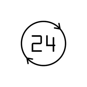 Clock line icon isolated on white background Stock Illustration