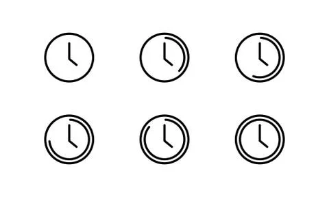 Clock line icon set. Time. Vector on isolated white background. EPS 10 Stock Illustration
