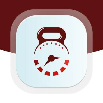 Clock logo design with dumbbell icon. Physical fitness vector logo design. Illustrazione stock