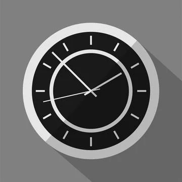 Clock logo graphic design concept. Timer icon in flat style on color backgr.. Illustrazione stock