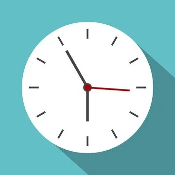 Clock logo graphic design concept. Timer icon in flat style on color backgr.. 스톡 일러스트