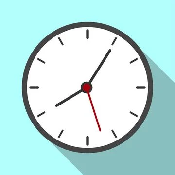 Clock logo graphic design concept. Timer icon in flat style on color backgr.. Stock Illustration