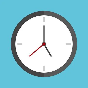 Clock logo graphic design concept. Timer icon in flat style on color backgr.. Stock Illustration