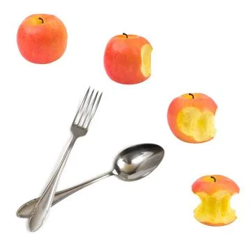 Clock made of apples Clock made of apples isolated on white background Cop... Stock Photos