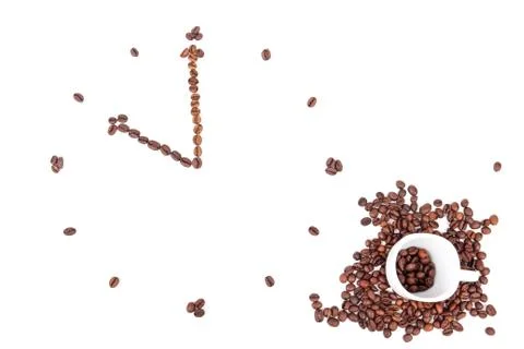 Clock made of coffee beans Stock Photos