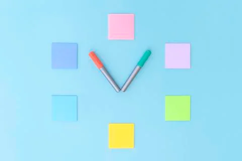 Clock made of stickers. Stock Photos