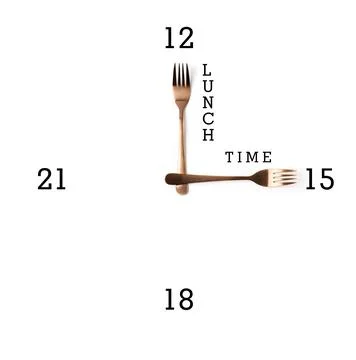 Clock made of two fork, isolated on white background Stock Photos