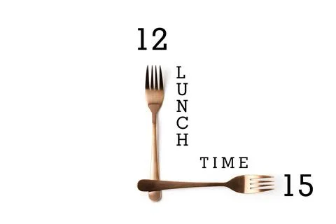 Clock made of two fork, isolated on white background Stock Photos