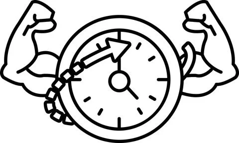 A clock with a man's arms around it Stock Illustration