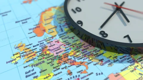 Clock Map Europe (3D) 4K Stock Footage