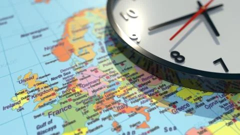 Clock Map (Europe) Stock Illustration