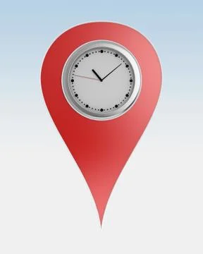 Clock with map pin symbol Stock Illustration
