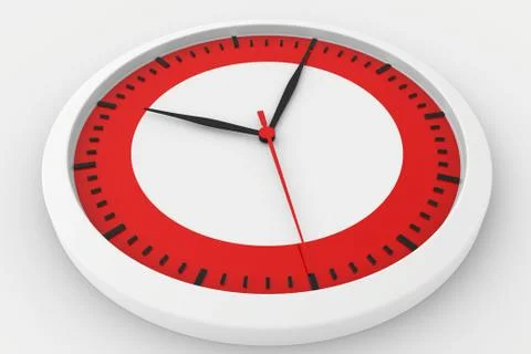Clock with marked border red time Stock Illustration