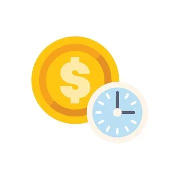 Clock measuring value of time and money with dollar coin Stock Illustration