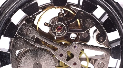 Clock mechanism back macro Видео 46348845