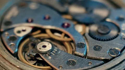 Clock mechanism close up, the Pendulum Stock Footage 107472048