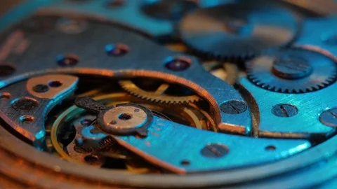 Clock mechanism close up. The pendulum stops. Stock Footage 107468687