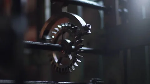 Clock Mechanism Gear - clockwork machine Video stock 61099794