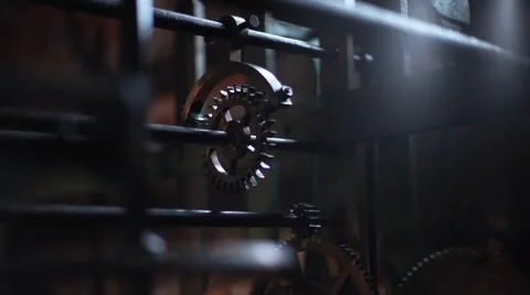 Clock Mechanism Gear - clockwork machine Stock Footage 61099806